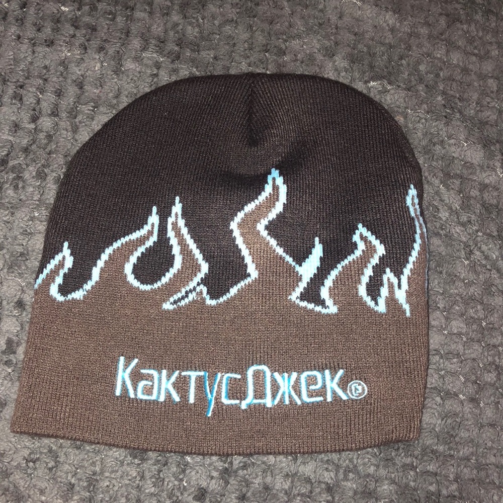 Cactus Jack Russian Font Flame Beanie